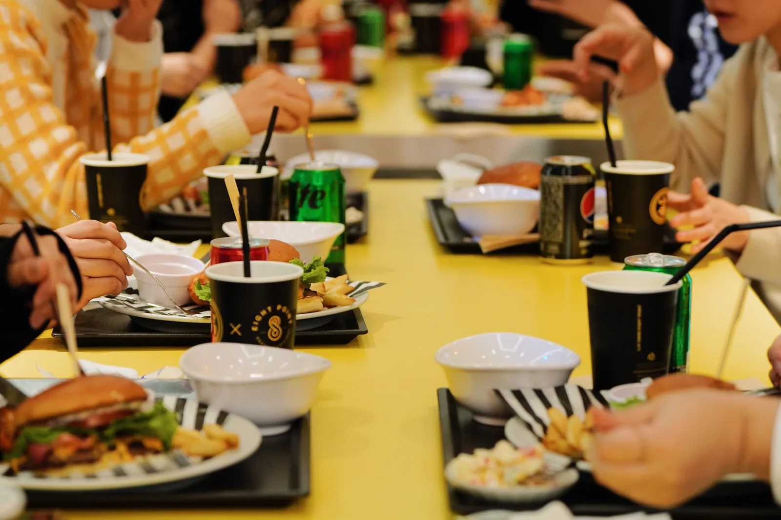 Team having a meal together