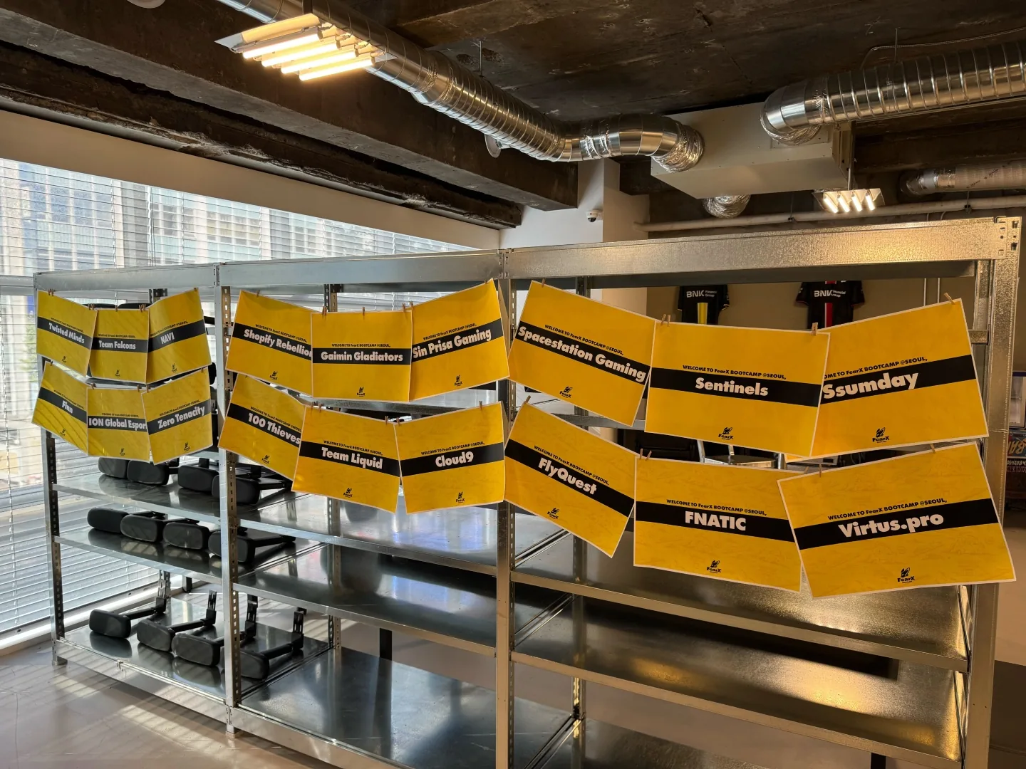 3F wall of honors with pennants of visiting teams