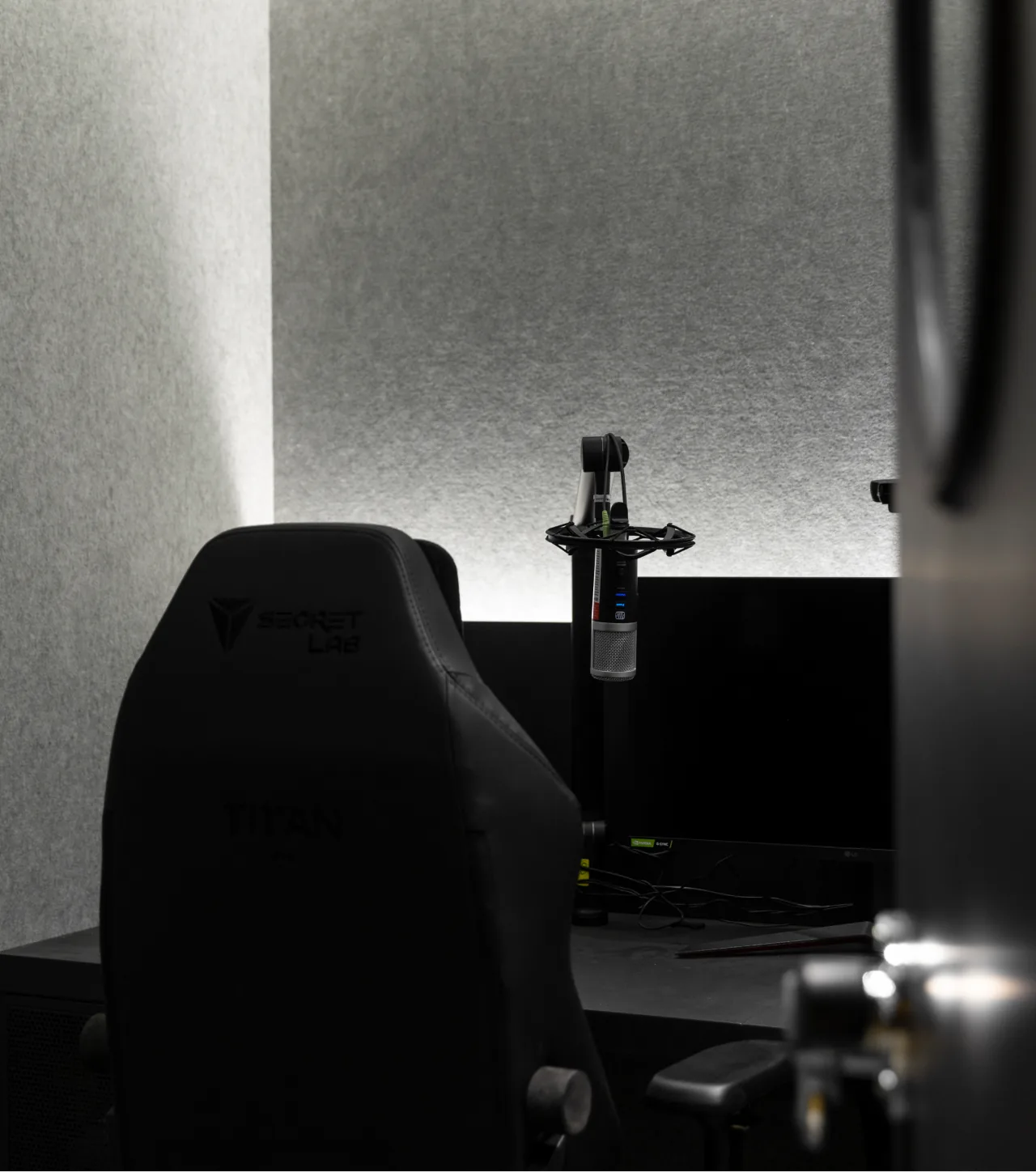 Soundproofed booth interior