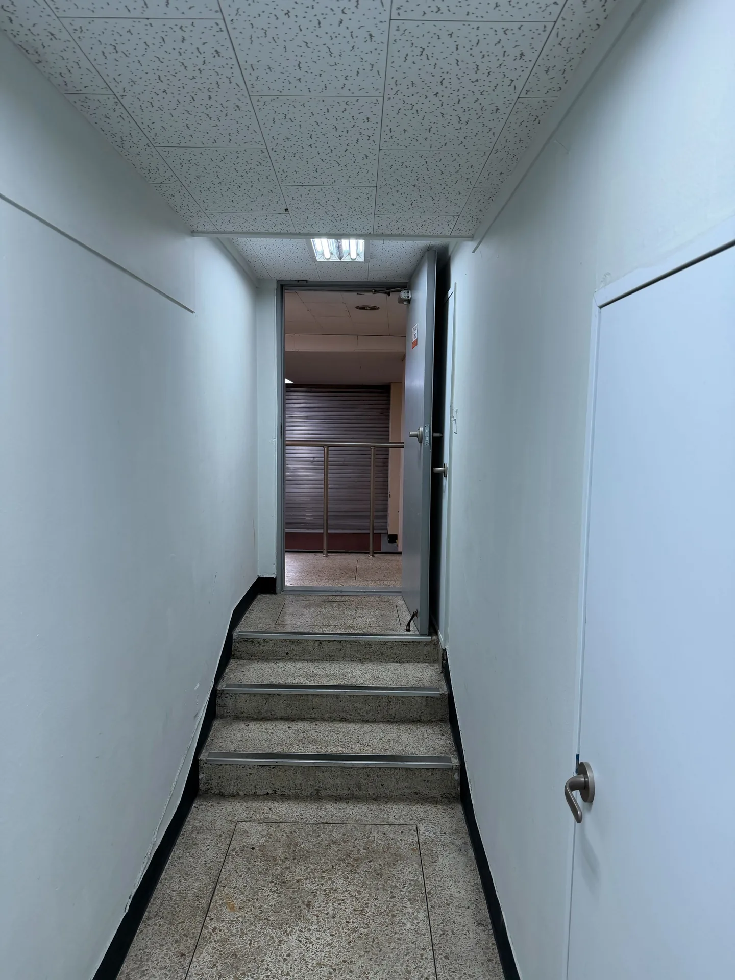 Corridor beyond the emergency exit